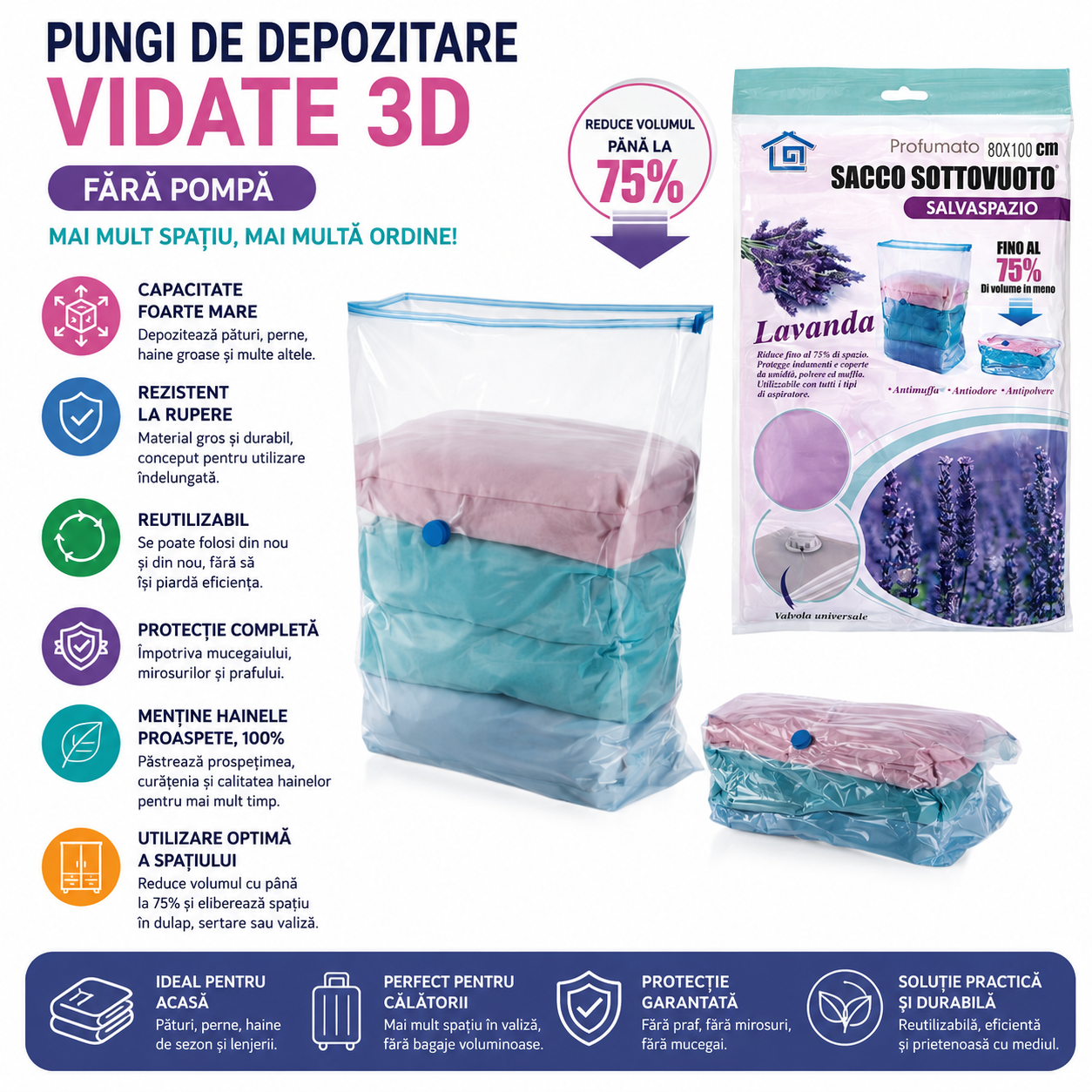 SpaceNest™ ⭐| Saci parfumati de depozitare vidate 3D fără pompă